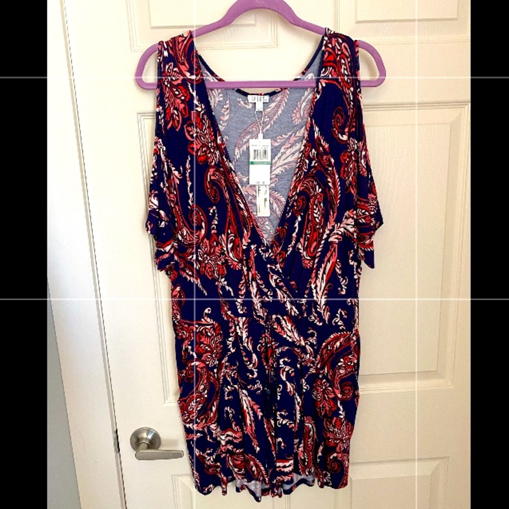 Spense large cold shoulder romper with pockets